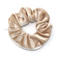 Elastico per capelli in velluto champagne con tasca a zip e trama a costine - Beige