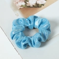 Sparkling sky blue fabric scrunchie with metallic glitter finish and elastic band - Sky Blue