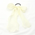 Coletero elegante de gasa crema con lazo y cintas largas para peinados de estilo coreano - Beige