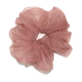 Übergroßer französischer Organza-Haargummi in elegantem Altrosa mit Jacquard-Muster - Trockenrose