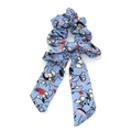 Elastico per capelli a fiori azzurro con nastri e motivi a sagome di cartoni animati - Blu Chiaro Floreale Cartoon