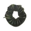 Dark green velvet scrunchie with a hidden zipper pocket for storage and hair accessory - Dark Green