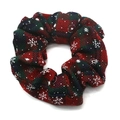 Kerst scrunchie met sneeuwvlok breipatroon in feestelijk rood en groen design - Rood Groen Cyaan Ruit Sneeuwvlok Stijl (3)