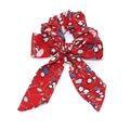 Elastico per capelli floreale con fiocco e nastri lunghi in rosso vintage - Floreale Rosso