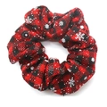 Rood-zwarte geruite kerstscrunchie met witte sneeuwvlokpatronen voor de wintertijd - Rood Zwart Ruit Sneeuwvlok Stijl (4)