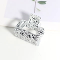 Détail de la pince à cheveux rectangulaire avec motif de taches d'encre noir et blanc - Blanc Tacheté