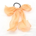 Elegant apricot pink chiffon bow hair tie with high-elasticity rubber band - Light Orange