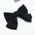 Eleganter schwarzer Satin-Haarclip mit silbernen Strass-Punkten für einen französischen Chic - Schwarz