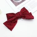 Eleganter burgunderroter Satin Bogen Haarclip mit funkelnden Silbersteinen im Vintage-Stil - Rot
