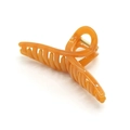 Grande pince à cheveux ambre translucide avec dents croisées et ressort en métal doré - Caramel Gélifié