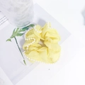 Dettaglio dell'elastico per capelli a pieghe giallo chiaro con perline bianche da donna - Giallo