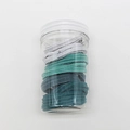 Nahtlose Haargummis in Grün- und Grautönen im klaren zylindrischen Kunststoffbehälter - Wald-Serie (Farbe 2)