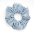 French style light blue velvet scrunchie with pleated texture for elegant women's hair styling - Sky Blue