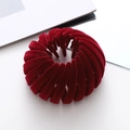 Velvet burgundy bird nest hair claw clip for bun hairstyles with a fuzzy texture - Burgundy