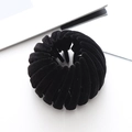 Classic black bird nest hair clip with soft velvet flocking for ponytail buns - Black