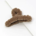 Pinza per capelli a orsetto in peluche marrone scuro con morbida pelliccia sintetica - Marrone