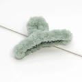 Pinza per capelli in peluche verde salvia con morbida pelliccia sintetica per lo stile quotidiano - Verde avocado