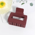 Pince à cheveux carrée marron mat avec design rectangulaire évidé pour femmes - Rouge Vin Mat