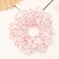 Chouchou rose en organza avec imprimé fraise et accessoire de cheveux mignon pour femme - Rose Clair
