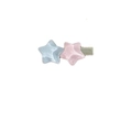 Glitzernde Doppelstern-Haarspange mit pastellblauen und rosa Sternanhängern - Blau & Rosa