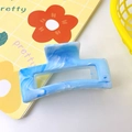 Molla per capelli rettangolare con motivo marmorizzato blu e bianco in acetato premium - Rettangolo Blu