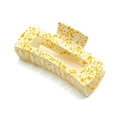 Rectangular cream hair claw clip with yellow paint splatter pattern and matte finish - Yellow Polka Dot / Large