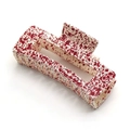 Square acrylic shark hair claw clip in beige with red splatter pattern design - Red Spotted / Large