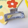 Rectangle hair claw clip with dark grey and white marble pattern in acetic acid finish - Gray Rectangle