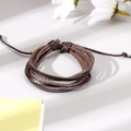 Handmade layered brown leather braided bracelet with infinity symbol for men - Multi-strand Braided Cord Style (1)