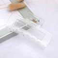 Minimalist rectangular transparent acrylic hair claw clip with golden metal spring - Clear / Large
