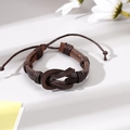 Men's handmade woven dark brown leather bracelet with an infinity knot design - Vintage Wrap Knot Style (3)