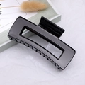 Glossy black rectangular claw clip for hair styling with a sleek mirror finish surface - Bright Black / Large