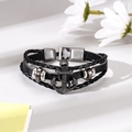 Handmade multilayer leather bracelet for men featuring a vintage metal anchor pendant - Layered Braided Style (2)