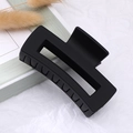 Matte black rectangular shark hair claw clip with frosted resin finish for women - Matte Black / Medium