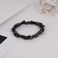 Macro shot of irregular natural grey labradorite crystal stones on a stretch bracelet - Elastic Style / Dark Gray (Elastic String 1)