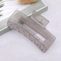 Translucent grey rectangular acrylic hair claw clip for women's long hair styling - Transparent Grey / Large