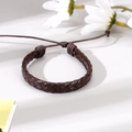 Handmade braided brown leather bracelet for men with adjustable slide knot minimalist style - Dark Brown Handmade Bracelet (2)