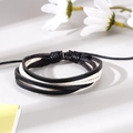 Minimalist handmade braided leather bracelet for men with adjustable cord and black finish - Single Triple Strand Braided Leather Style (2)