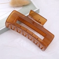 Classic amber translucent square hair claw clip in a minimalist retro resin finish - Translucent Khaki / Large
