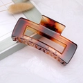 Rectangle amber tortoise shell acrylic hair claw clip for thick hair with matte finish - Translucent Amber / Large