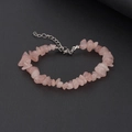 Irregular natural pink crystal quartz chip bracelet with adjustable silver metal chain - Lobster Clasp / Light Pink (Light Pink Lobster Clasp)