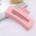 Matte pink acrylic rectangular claw clip with large grip for women's hair styling - Pink / Large
