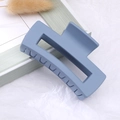 Matte grey-blue square claw clip for women featuring a minimalist hollowed design - Blue / Medium