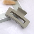 Matte sage green large square hair claw clip in a minimalist resin design for women - Bean Green / Medium