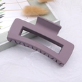 Matte purple square acrylic hair claw clip with frosted finish for thick hair - Taro Purple / Large