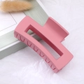 Matte pink rectangular hair claw clip for women made of durable acrylic resin - Dusky Pink / Medium