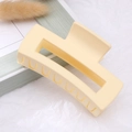 Minimalist beige matte acrylic square hair claw clip in a trendy Korean style for women - Light Yellow / Large