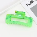 Large square hair claw clip in emerald green marble finish made of premium acetate - Green Marble / Large