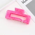 Pink marble texture large rectangular hair claw clip in a glossy finish for women - Pink Textured / Large