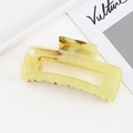 Minimalist square hollow hair claw clip in creamy yellow marble texture - Yellow Amber Texture / Large